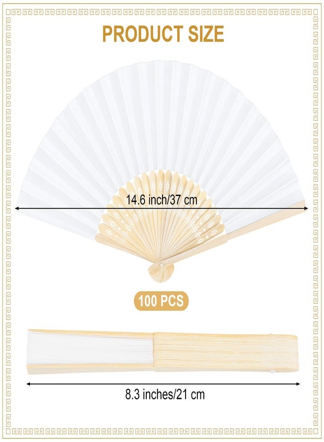 Aodaer 100 Pieces White Paper Fans Folding Fans with Foldable Storage Basket Bamboo Handheld Fans for Guests Wedding Bridal Party Favor Baby Shower Decoration DIY Supplies - Image 2